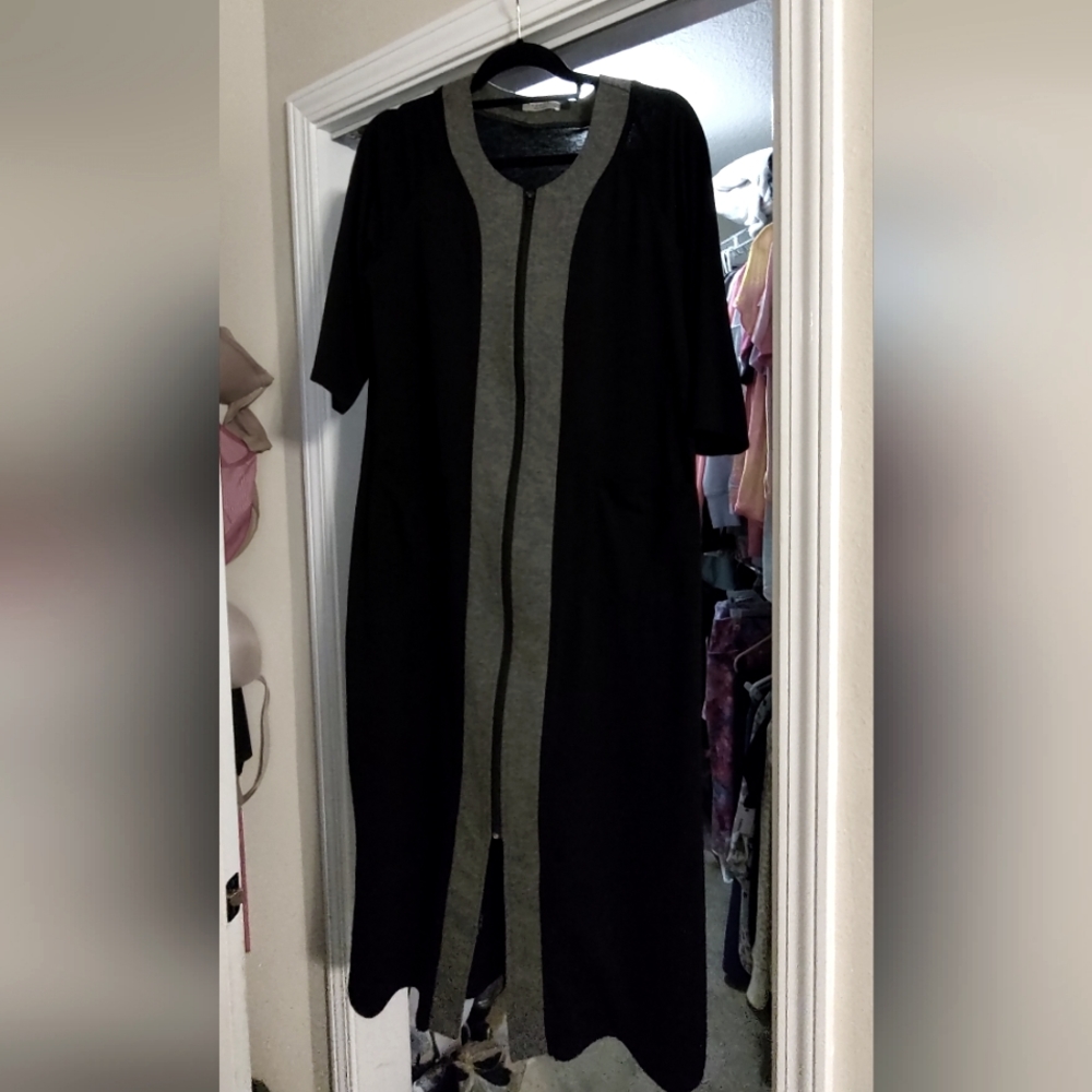 Ekouaer Zipper Front Robe 3/4 Sleeve